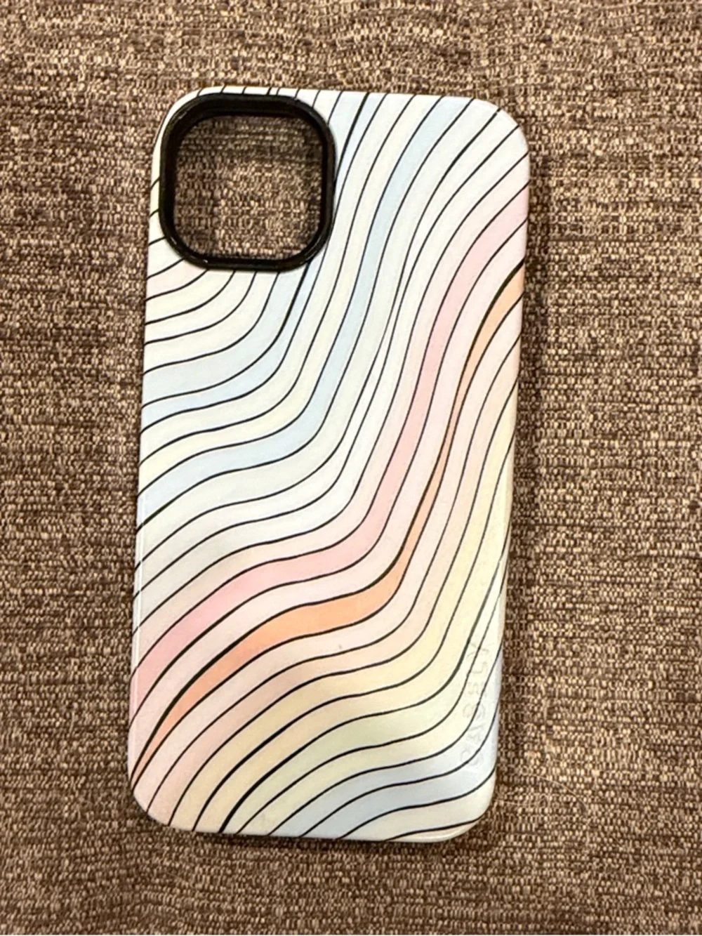 iPhone 14 Plus Case with Pastel Wave Design - Pastel Multicolor